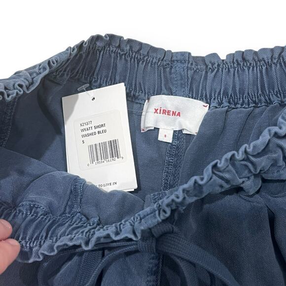 NWT Xirena Wyatt Shorts Sz S High Rise Elastic Waist Drawstring Washed Blue $209 - Picture 5 of 10